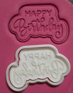 ST133 Happy Birthday Cupcake Stamp 6x3.5cm
