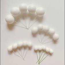 Cake Topper Polystyrene Faux Balls White Glitter