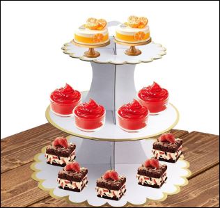 Cardboard Cupcake Stand White and Gold