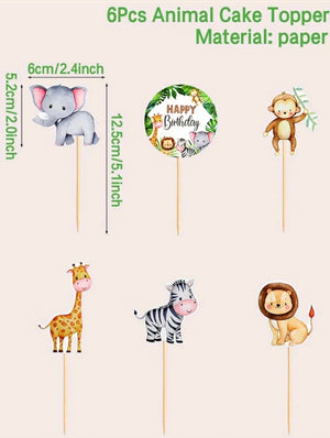 Cardboard Cake Topper Wild Animals Birthday