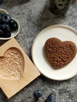 Wooden Biscuit Cookie Mould Heart