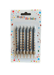 Happy Birthday Candle Black and Gold  Stars