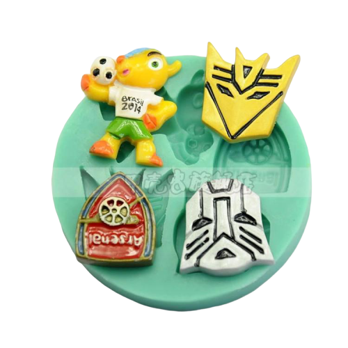 Silicone fondant mould. Transformers 7cm and soccer