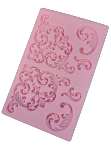 Vintage baroque embellishment  sugar paste silicone mould O