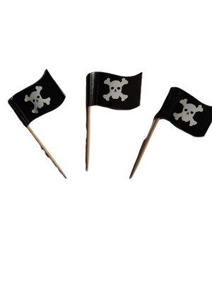 50 Cupcake toppers Pirate flags toothpicks