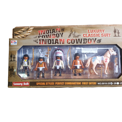 Plastic Indian Cowboy Set Lamay