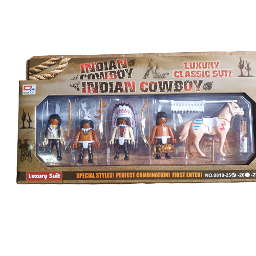 Plastic Indian Cowboy Set