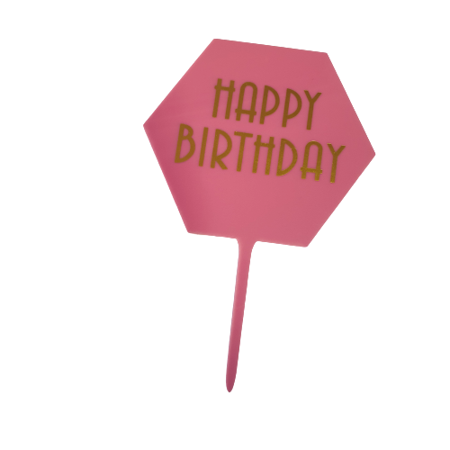 Nr211 Acrylic Cake Topper Happy Birthday Pink