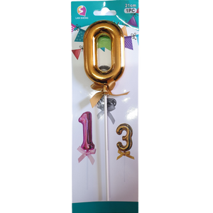 Number 0 Balloon cake topper, Gold