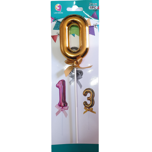 Number 0 Balloon cake topper, Gold