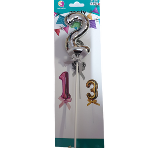 Number 2 Balloon cake topper, Silver
