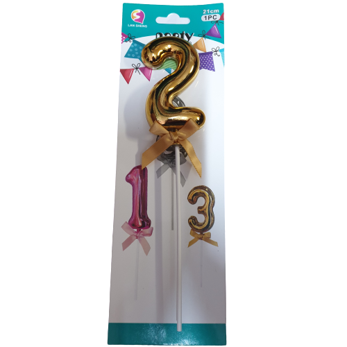 Number 2 Balloon cake topper, Gold