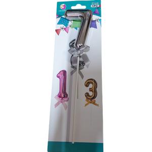 Number 7 Balloon cake topper, Silver