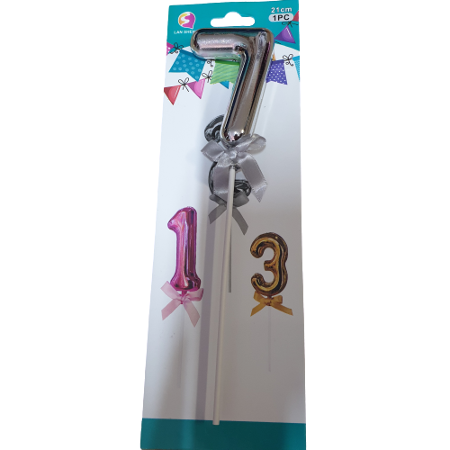 Number 7 Balloon cake topper, Silver