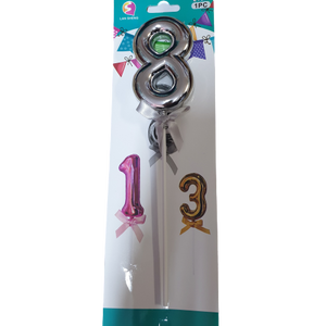 Number 8 balloon cake topper, Silver