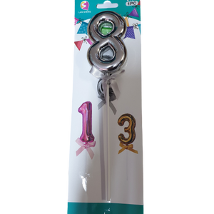 Number 8 Balloon Cake Topper Silver