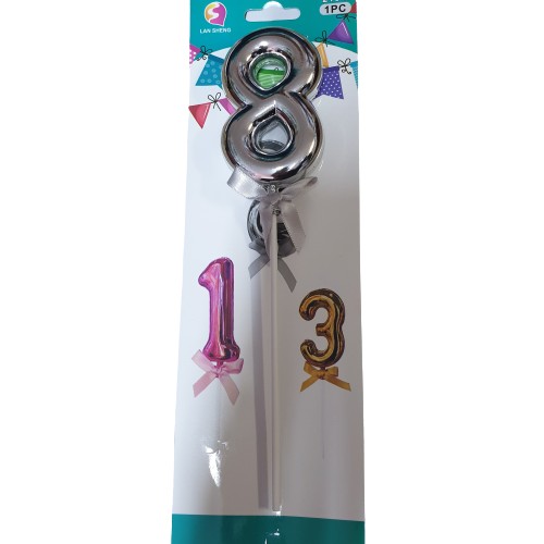 Number 8 Balloon Cake Topper Silver