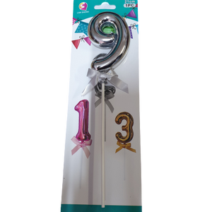 Number 9 balloon cake topper, Silver