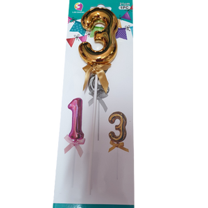 Number 3 balloon cake topper, Gold