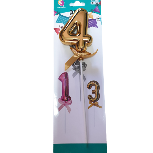 Number 4 Balloon Cake Topper Gold