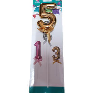 Number 5 balloon cake topper, Gold