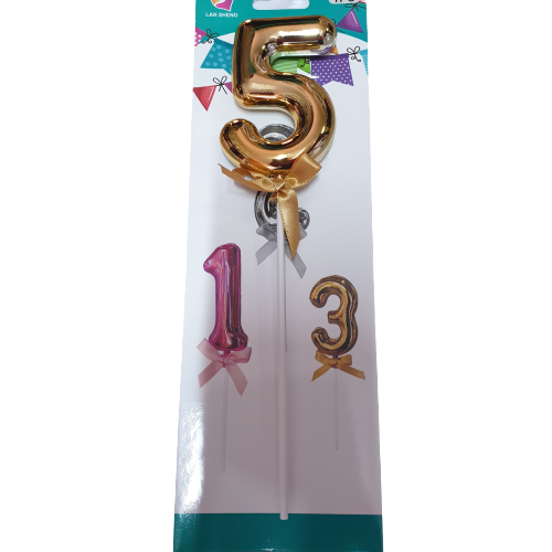 Number 5 Balloon Cake Topper Gold