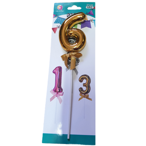 Number 6 balloon cake topper, Gold