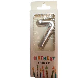 Silver Number 7 Birthday Candle 6cm