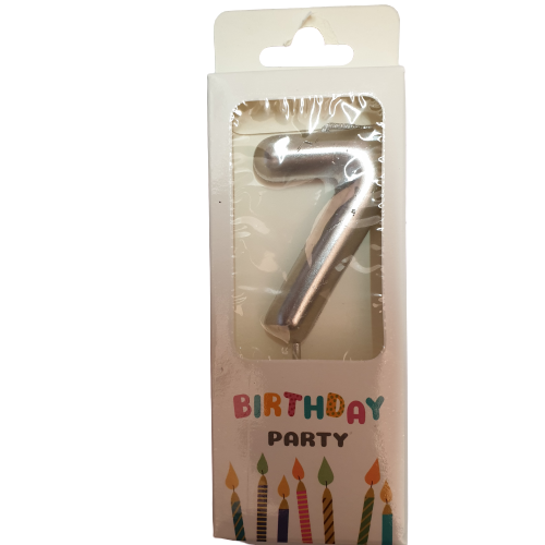 Silver Number 7 Birthday Candle 6cm