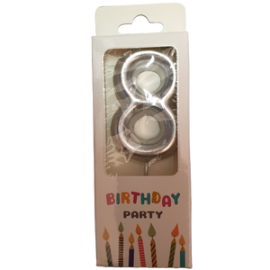 Silver Number 8 Birthday Candle 6cm