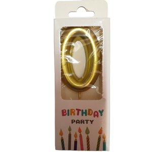 Gold Number 0 Birthday Candle 6cm