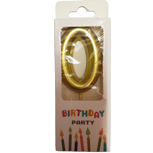 Gold Number 0 Birthday Candle 6cm