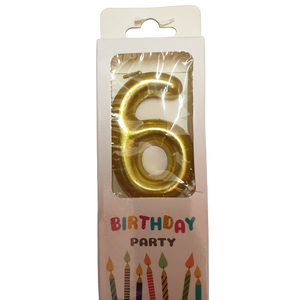 Gold Number 6 Birthday Candle 6cm
