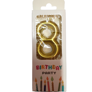 Gold Number 8 Birthday Candle 6cm