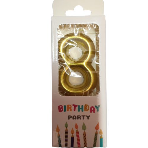 Gold Number 8 Birthday Candle 6cm