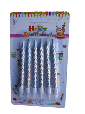 Silver Birthday Candle 6pc