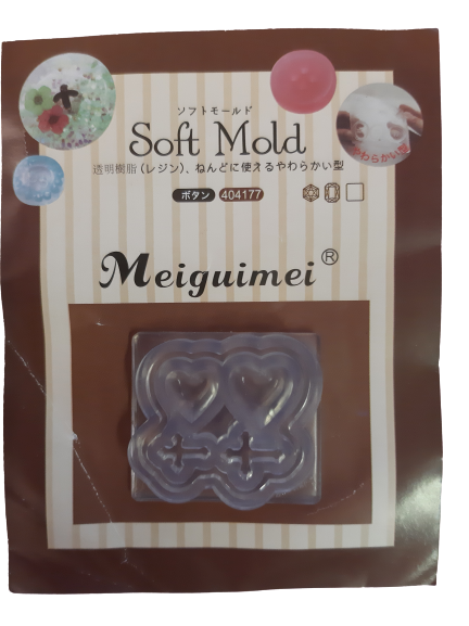 Tiny soft silicone mould for jewelry, nail art or fondant, Hearts and Crosses