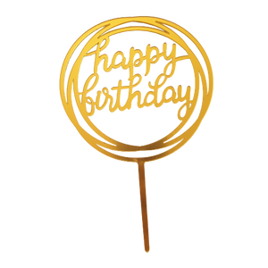 Nr247 Acrylic Cake Topper Happy Birthday Gold
