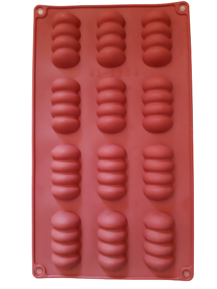 HL-9204 QQ Log with Lines Chocolate truffle soap silicone mould, 2.7x5.5cm, 1.6cm deep