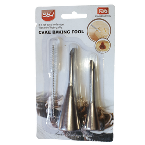 Long tip nozzle set for Pastries, with cleaning brush