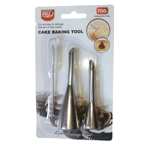 Long tip nozzle set for Pastries, with cleaning brush