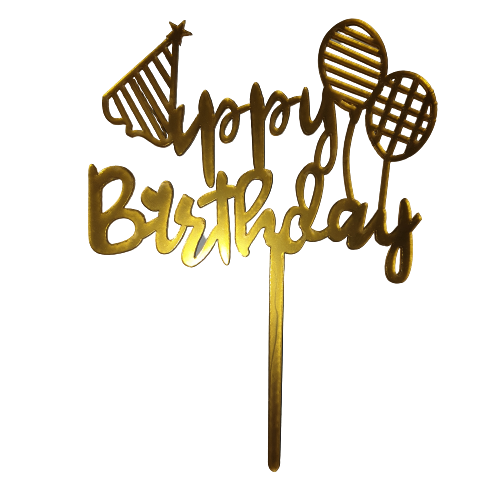 Nr234 Acrylic Cake Topper Happy Birthday Gold