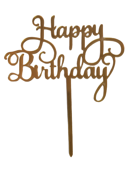 Nr97 Acrylic Cake Topper Happy Birthday Gold