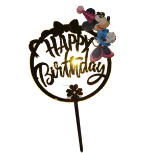Nr89 Acrylic Cake Topper Happy Birthday Minnie Mouse Gold