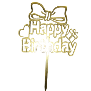 Nr76 Acrylic Cake Topper Happy Birthday Small Gold