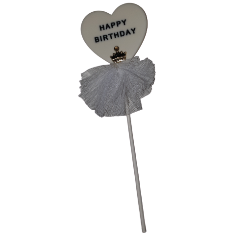 Nr75 Cake Topper Small Heart With Tulle