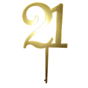 Nr62 Acrylic Cake Topper Number 21 Gold