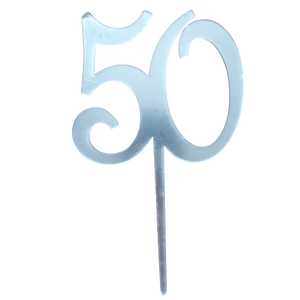 Nr64 Acrylic Cake Topper Number 50 Mirror Silver