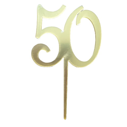 Nr65 Acrylic Cake Topper Number 50 Mirror Gold