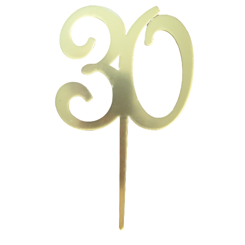 Nr67 Acrylic Cake Topper Number 30 Mirror Gold